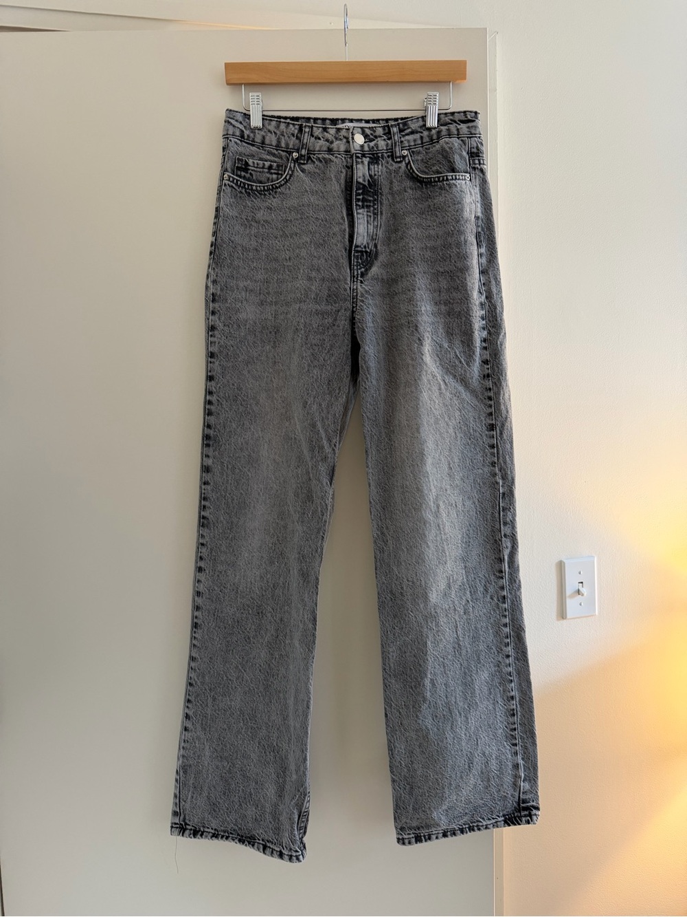 Zara High-Rise Relaxed Leg Jeans - Gray, Size 6